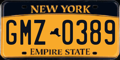 NY license plate GMZ0389