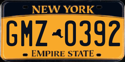 NY license plate GMZ0392