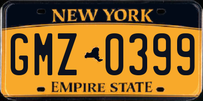 NY license plate GMZ0399