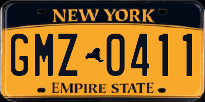 NY license plate GMZ0411