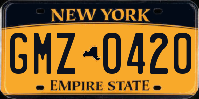 NY license plate GMZ0420
