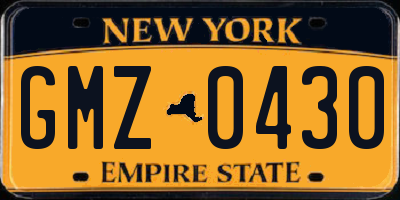 NY license plate GMZ0430