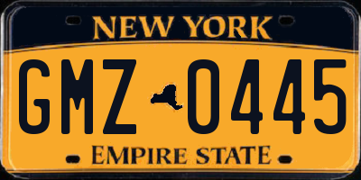 NY license plate GMZ0445