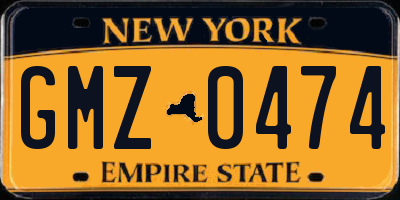 NY license plate GMZ0474