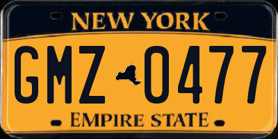 NY license plate GMZ0477