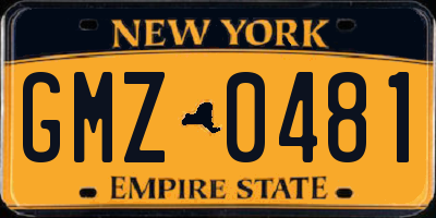 NY license plate GMZ0481