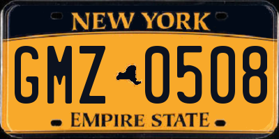 NY license plate GMZ0508