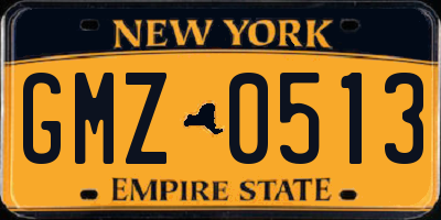 NY license plate GMZ0513