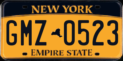 NY license plate GMZ0523