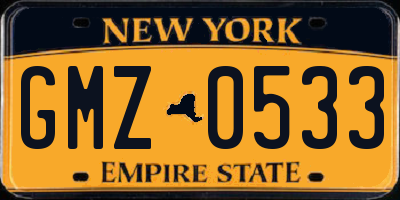 NY license plate GMZ0533