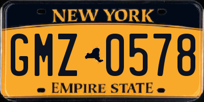 NY license plate GMZ0578