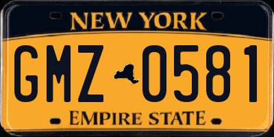 NY license plate GMZ0581