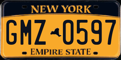 NY license plate GMZ0597