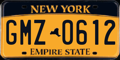 NY license plate GMZ0612