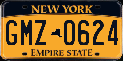 NY license plate GMZ0624