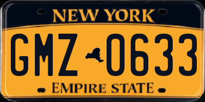 NY license plate GMZ0633