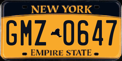 NY license plate GMZ0647