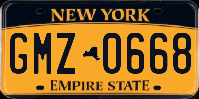 NY license plate GMZ0668