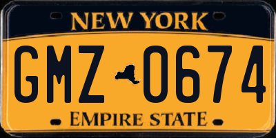 NY license plate GMZ0674