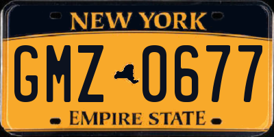 NY license plate GMZ0677