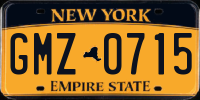 NY license plate GMZ0715