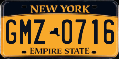 NY license plate GMZ0716