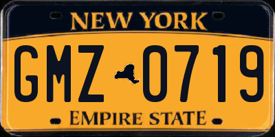 NY license plate GMZ0719