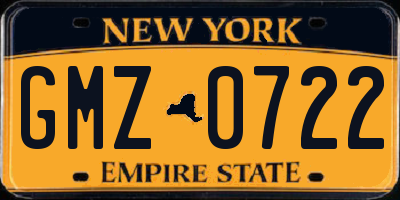 NY license plate GMZ0722
