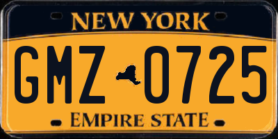 NY license plate GMZ0725