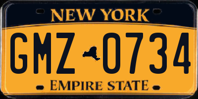 NY license plate GMZ0734