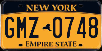 NY license plate GMZ0748