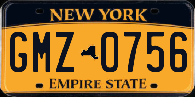 NY license plate GMZ0756