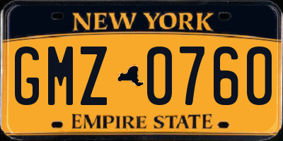 NY license plate GMZ0760