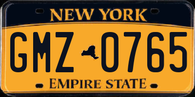 NY license plate GMZ0765