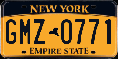 NY license plate GMZ0771