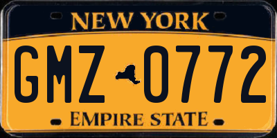 NY license plate GMZ0772
