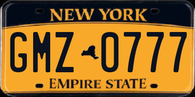 NY license plate GMZ0777