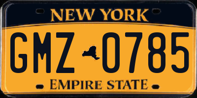 NY license plate GMZ0785