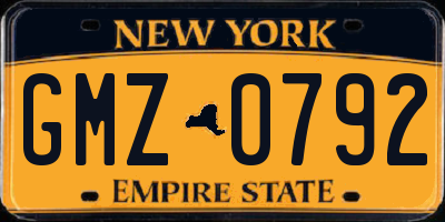 NY license plate GMZ0792