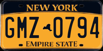NY license plate GMZ0794