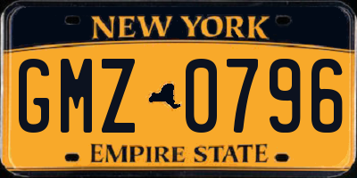 NY license plate GMZ0796