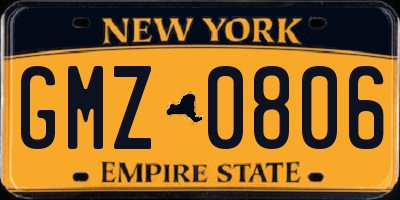 NY license plate GMZ0806