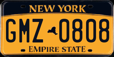 NY license plate GMZ0808