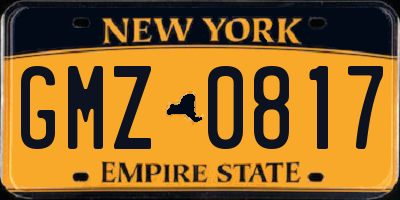 NY license plate GMZ0817