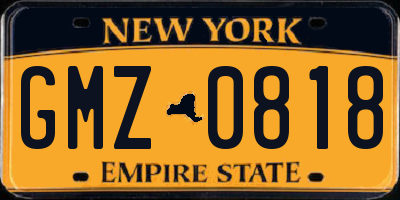NY license plate GMZ0818
