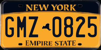NY license plate GMZ0825
