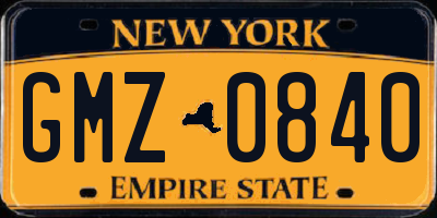 NY license plate GMZ0840