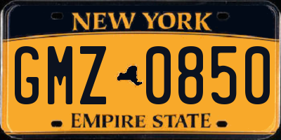 NY license plate GMZ0850