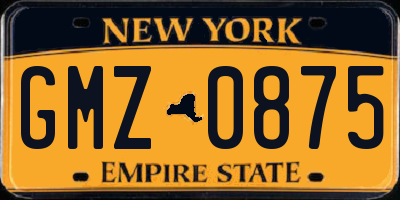 NY license plate GMZ0875