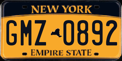 NY license plate GMZ0892
